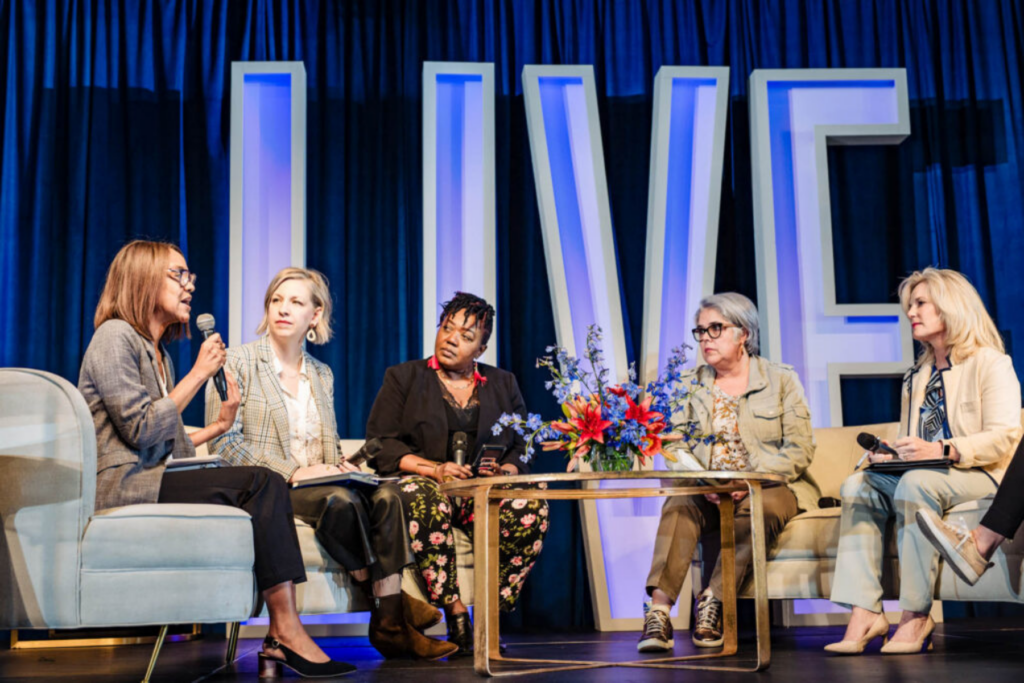 Women founders on stage at BrainTrust LIVE